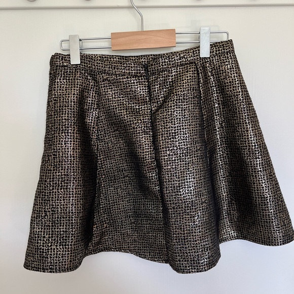 Metallic Gold and Black Mini A-line Skirt - Picture 3 of 5